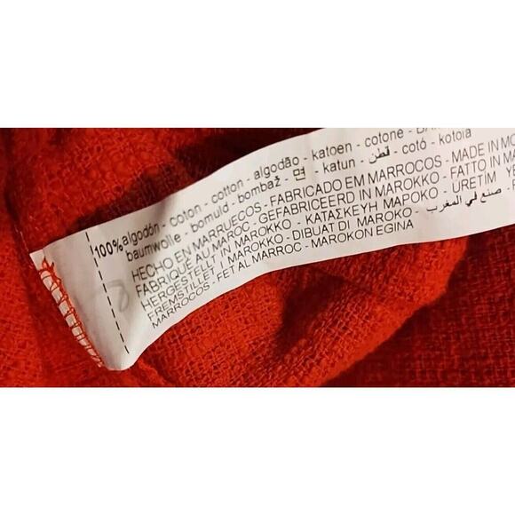 ZARA Small Red Holiday Christmas Tomato Blazer Jacket peplum lightweight cotton - Picture 12 of 12